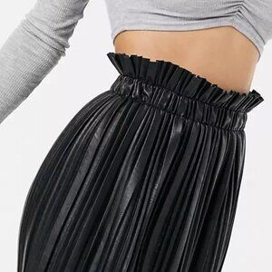 Parisian Pleated Paper Bag PU Skirt